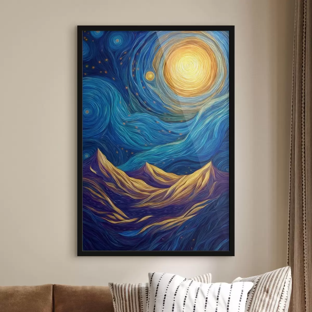 Poster Cerul înstelat strălucitor deasupra vârfurilor munților f46168