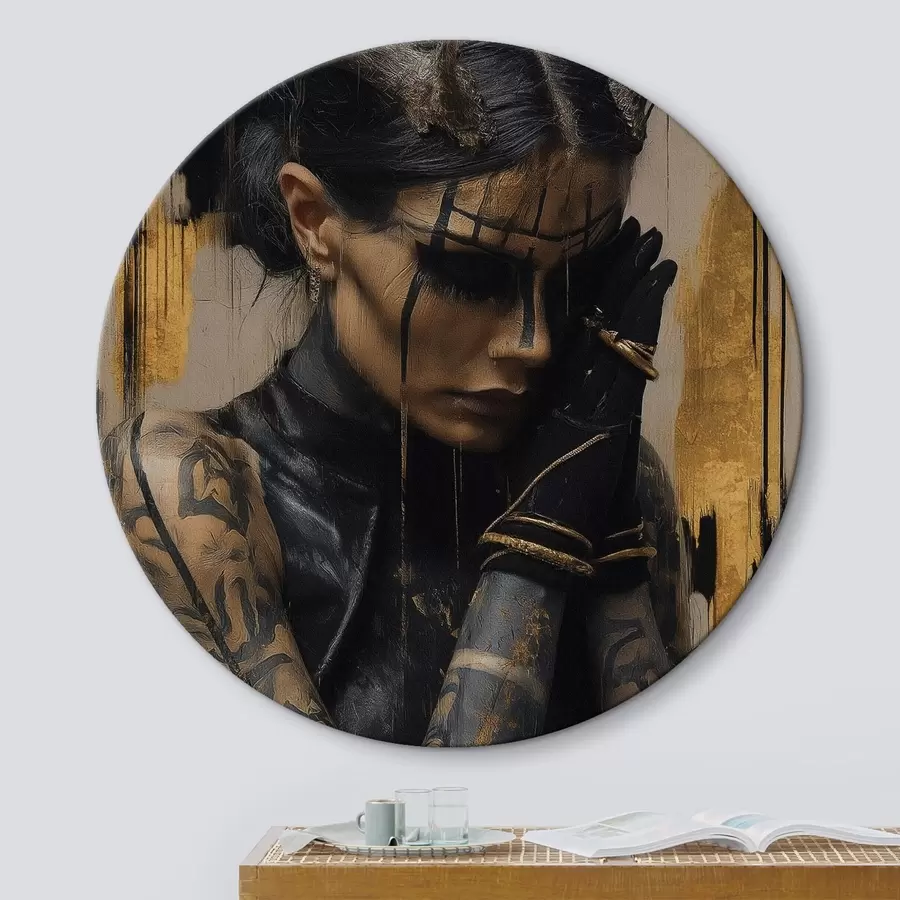 Tablouri Femeie cu coarne, cu o privire întunecată și linii negre pe față r46144