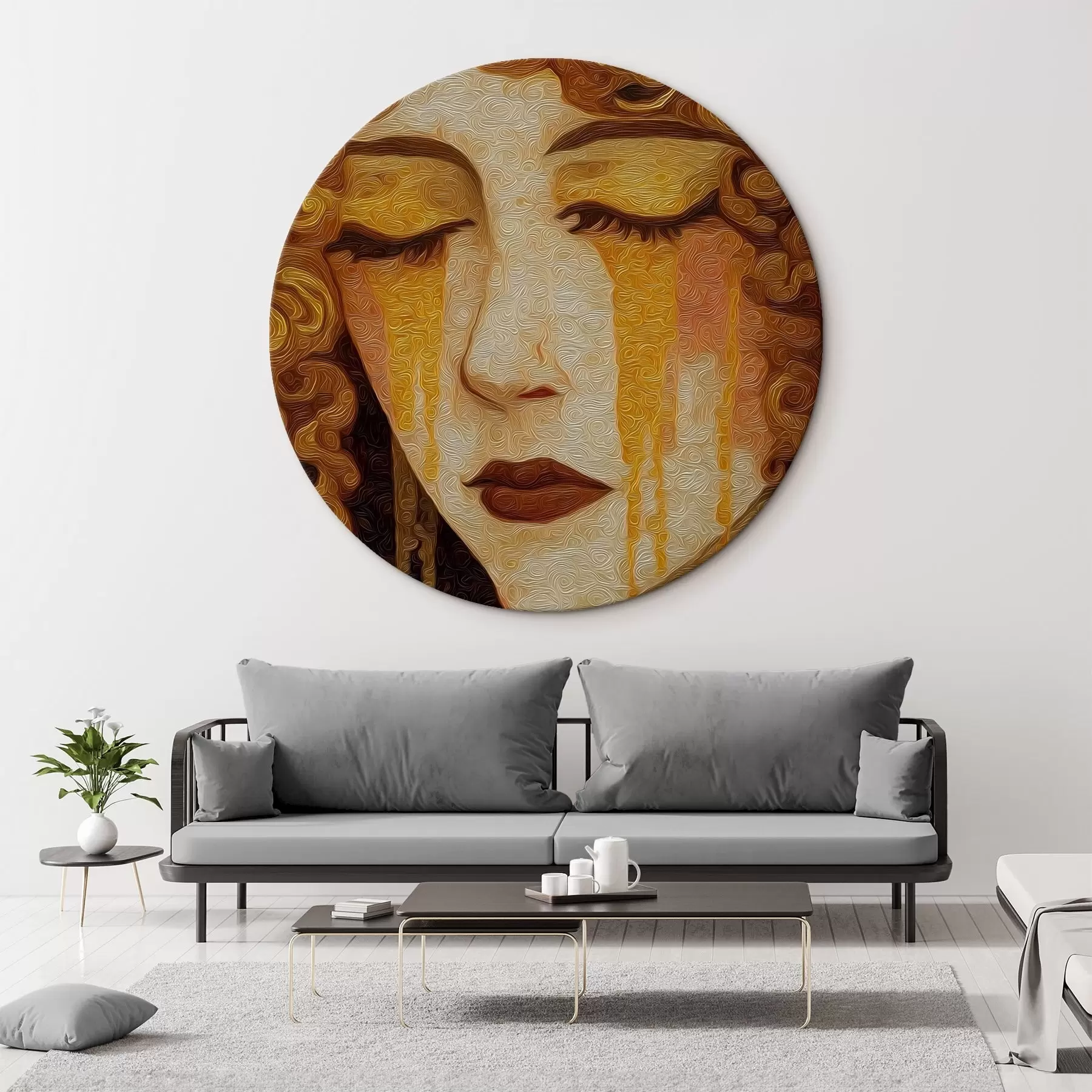 Tablouri Portret feminin cu păr roșu și machiaj decorativ r46149