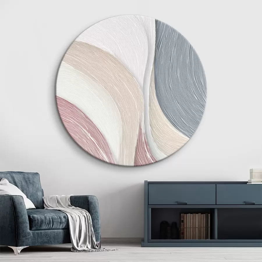 Tablouri Valuri abstracte ușoare în nuanțe de roz pal și gri-alb r46153