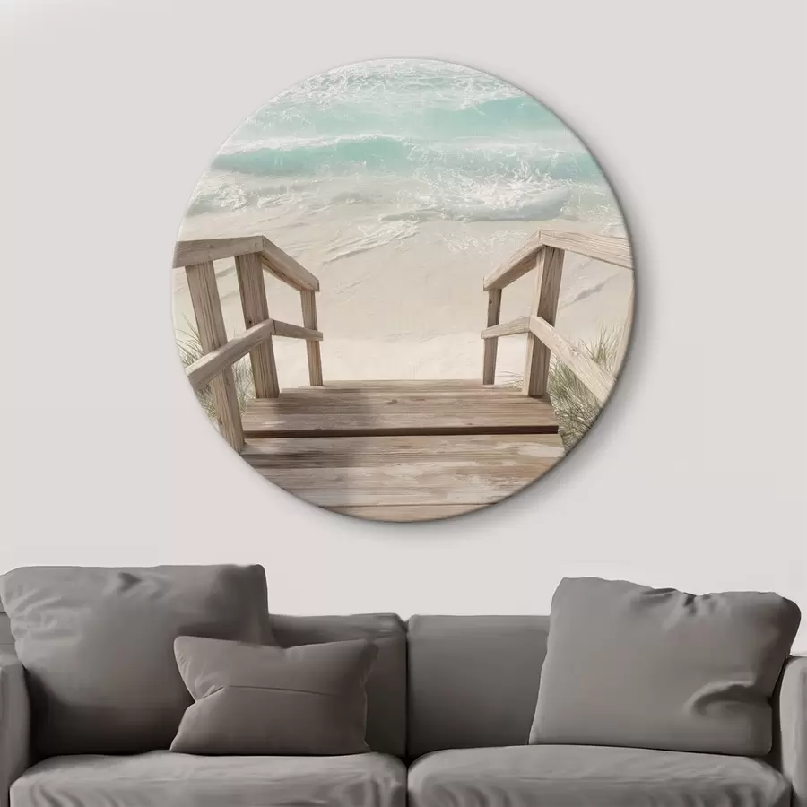 Tablouri Scări din lemn care duc la o plajă turcoaz r46163