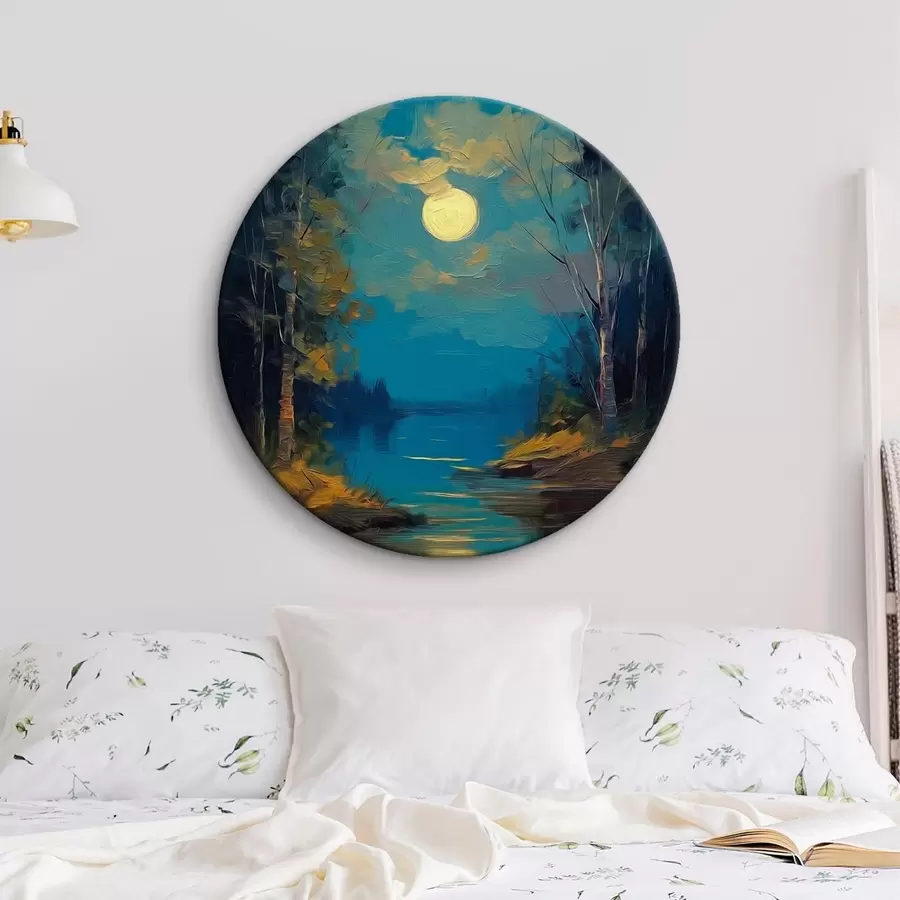 Tablouri Lumina lunii peste un râu liniștit printre pini r46164