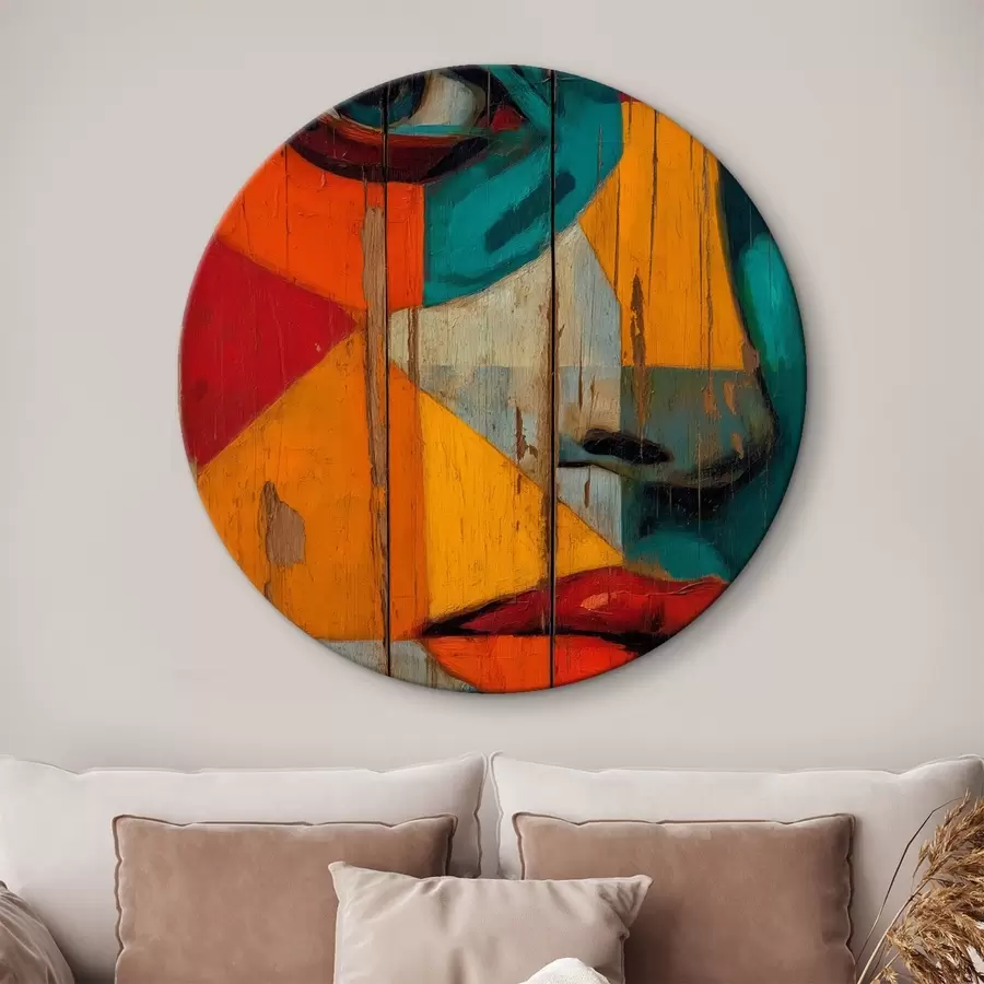 Tablouri Portret geometric luminos pe panouri din lemn r46165