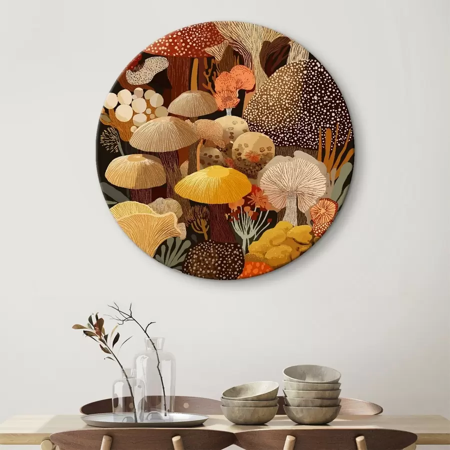 Tablouri Compoziție cu diverse ciuperci de pădure în tonuri calde r46170