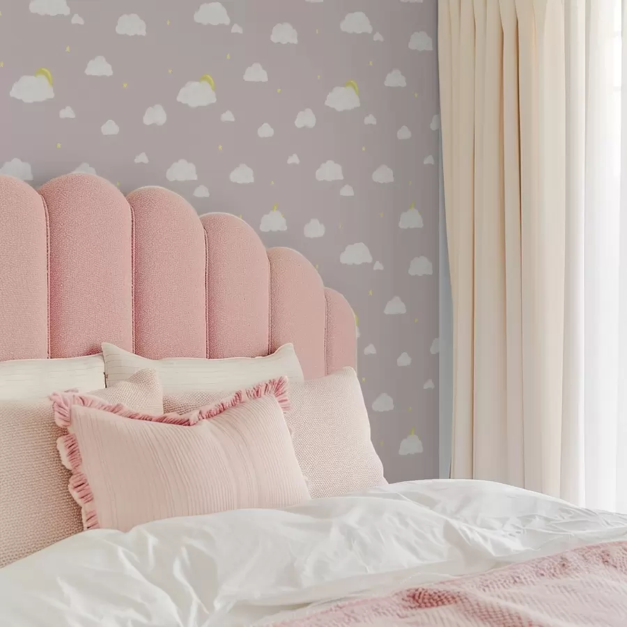 fototapet Nori moi, stele și soare pe un fundal gri-rozaliu a00652v2