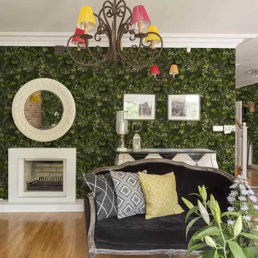 fototapet Frunziș verde dens pe un fundal verde închis a00805