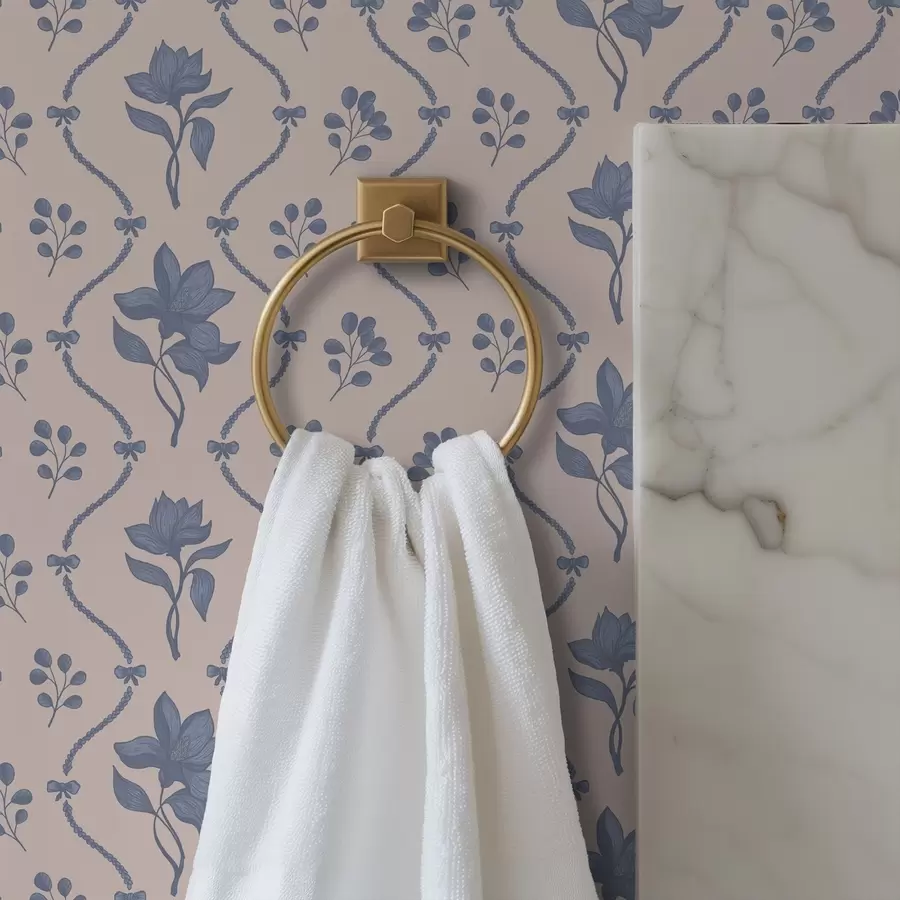 fototapet Flori mici și panglici în nuanțe de albastru și roz a00808v3