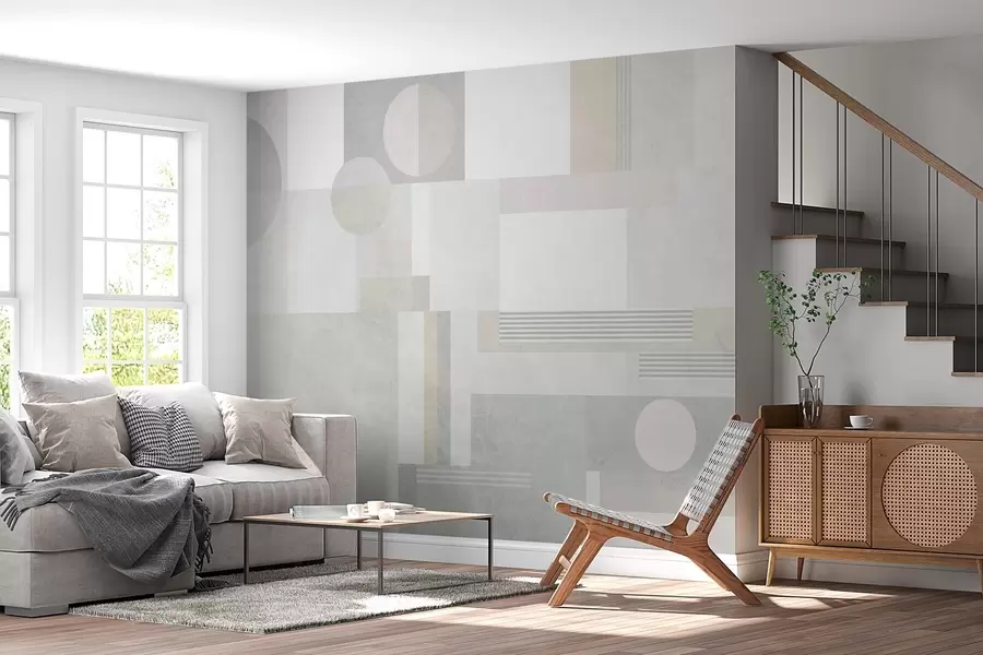 fototapet geometrie abstractă în tonuri de gri și bej w04635