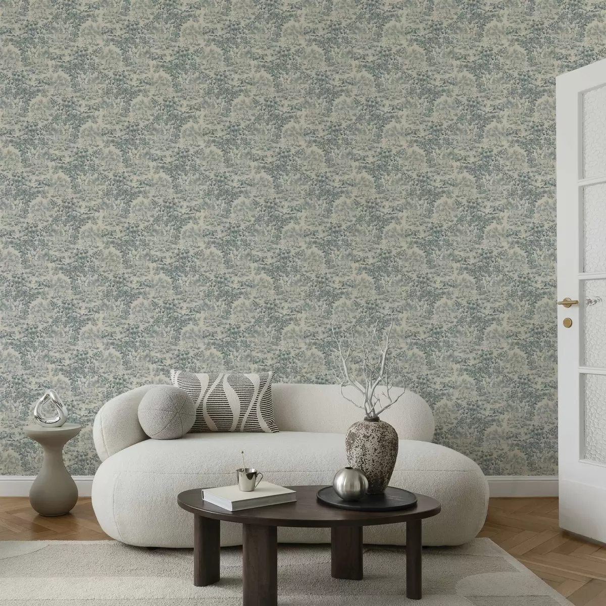 Wallpaper Scena monocromă cu cerbi în pădure a00748