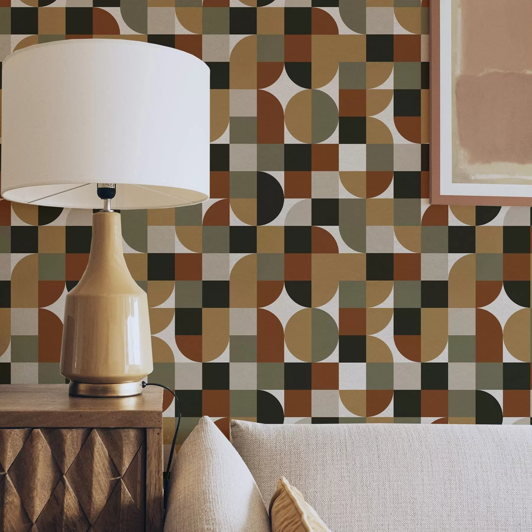 fototapet Geometrie modulară în tonuri calde, pământii a00770