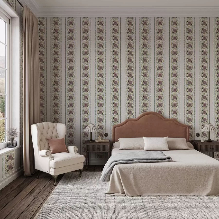 fototapet Dungi florale verticale în tonuri de albastru-lila a00809