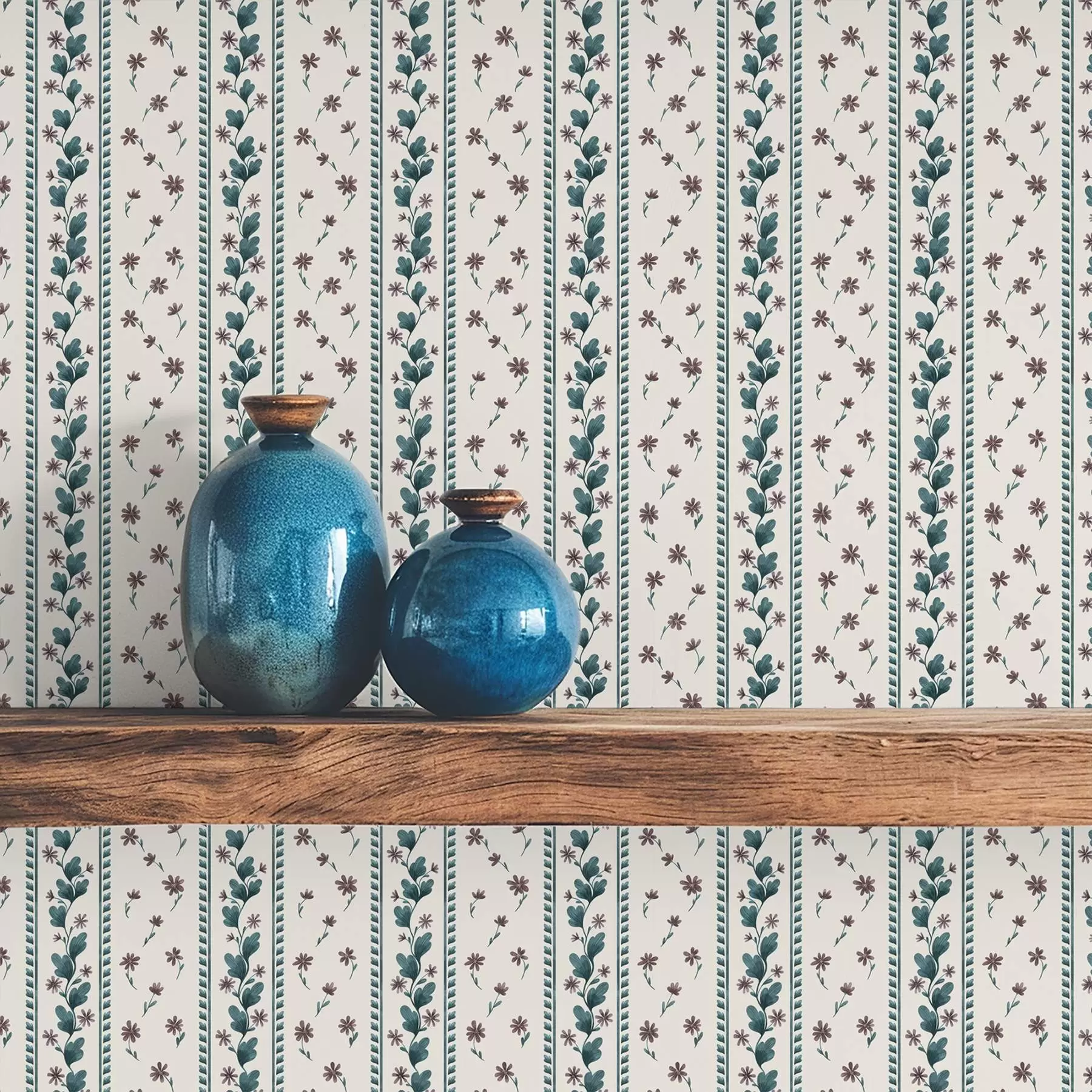 fototapet Dungi florale verticale în tonuri de albastru-maro a00811