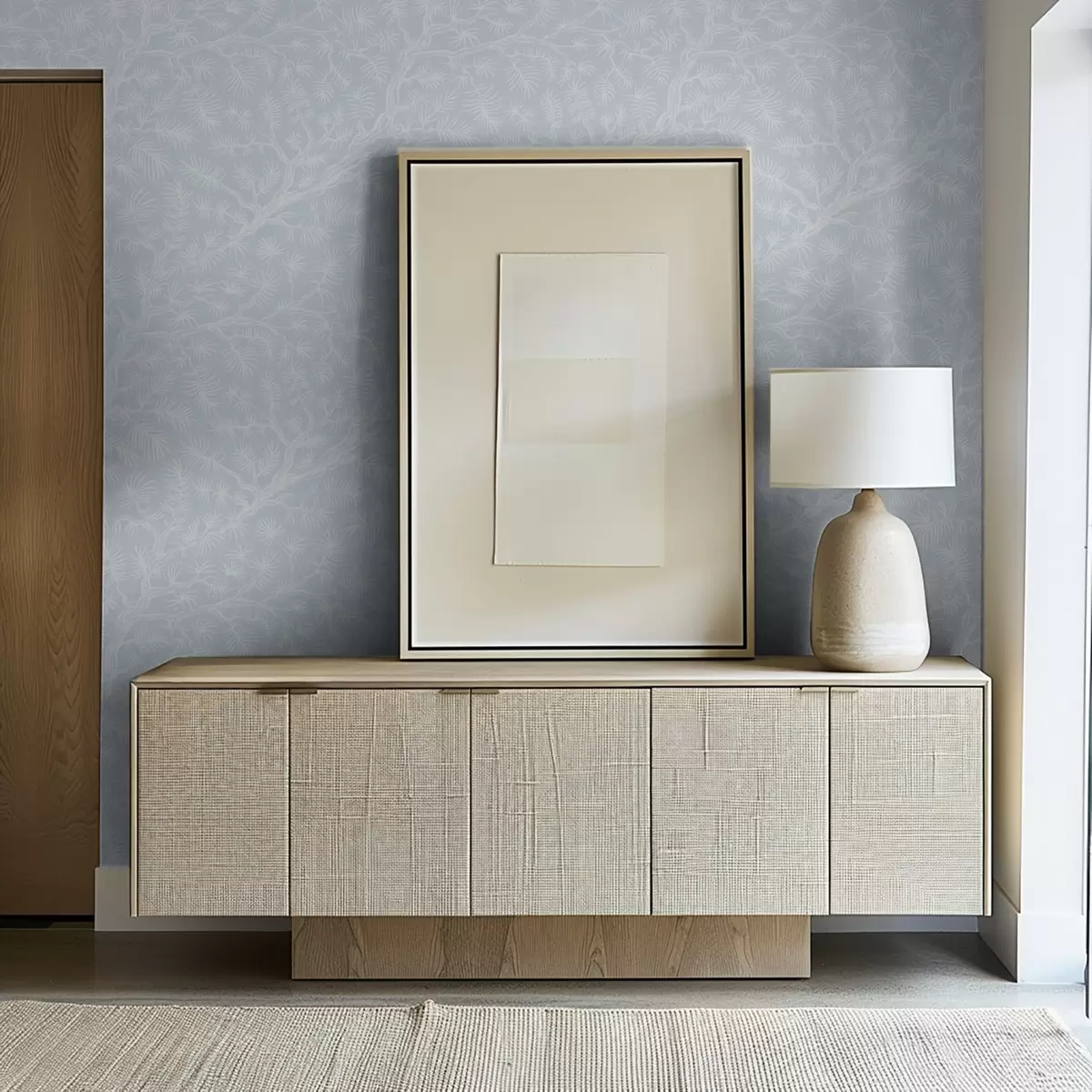 Wallpaper Ramuri de pin în tonuri deschise pe fundal albastru a00838