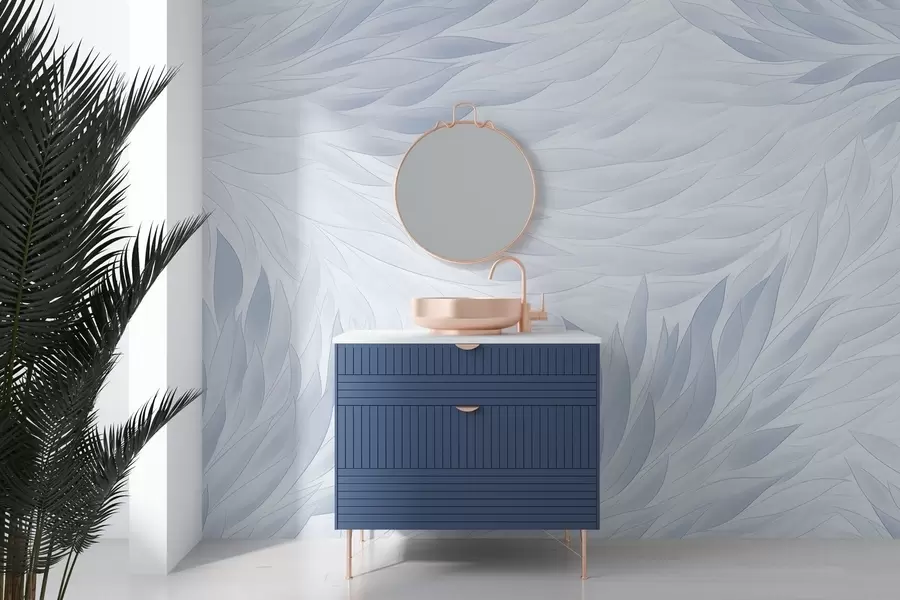 fototapet Frunze ondulate în nuanțe de albastru deschis w04610v1