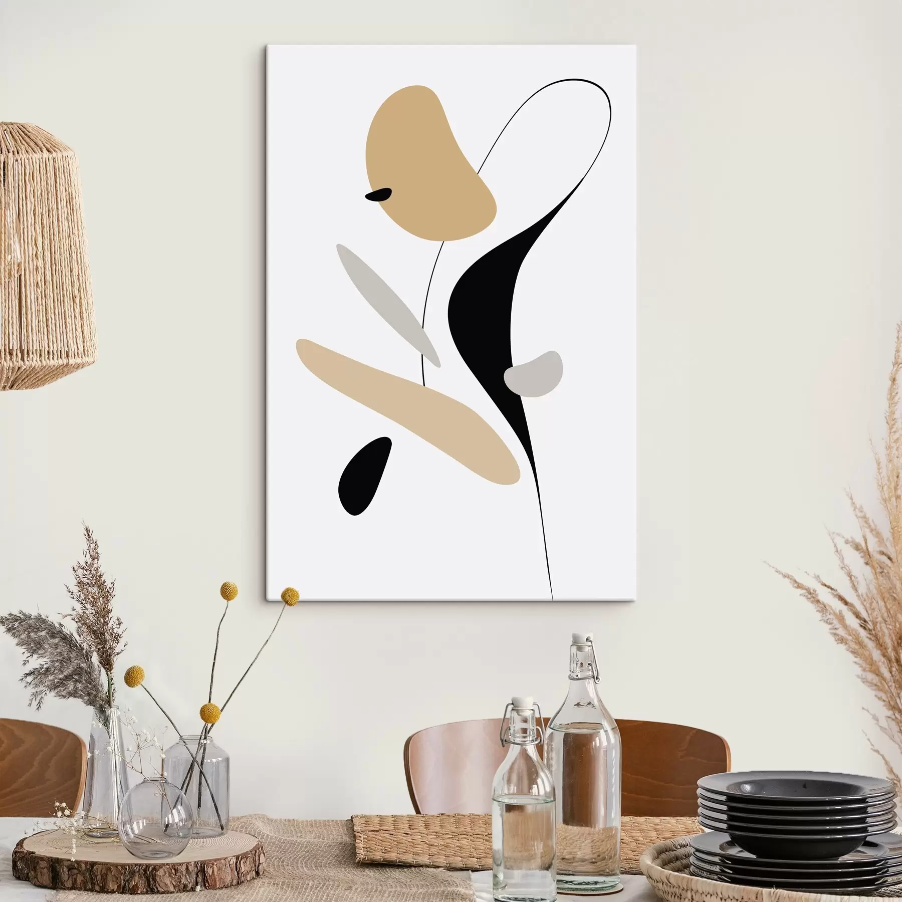 Tablouri Compoziție abstractă cu pete și linii s46350