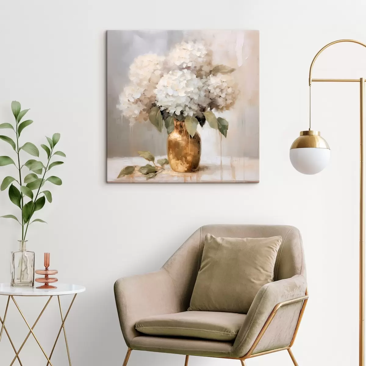 Tablouri Buchet delicat de hortensii într-o vază s46263