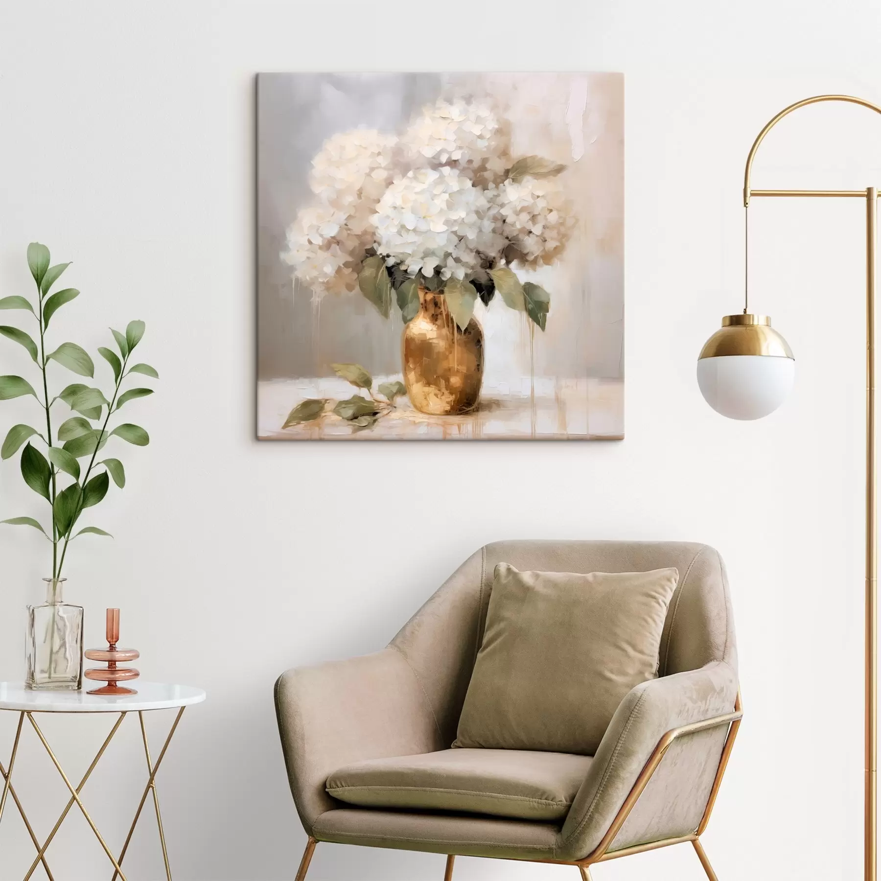 Tablouri Buchet delicat de hortensii într-o vază s46263