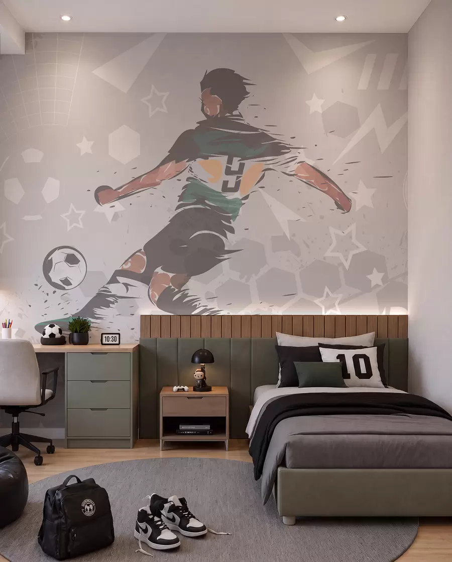 fototapet Fotbal în cerneală verde w04763