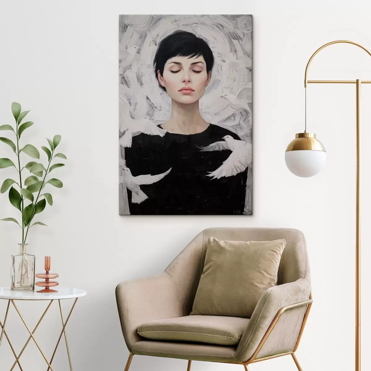 Tablouri Fata cu păsări s46368