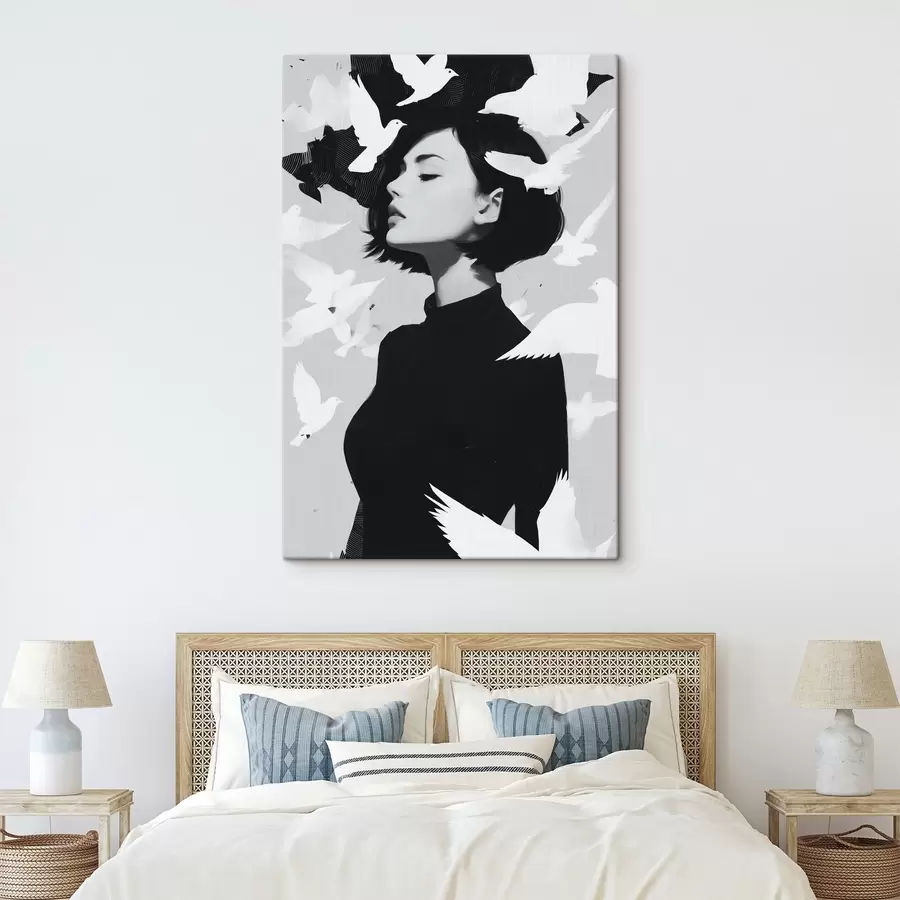 Tablouri Fata cu păsări s46369