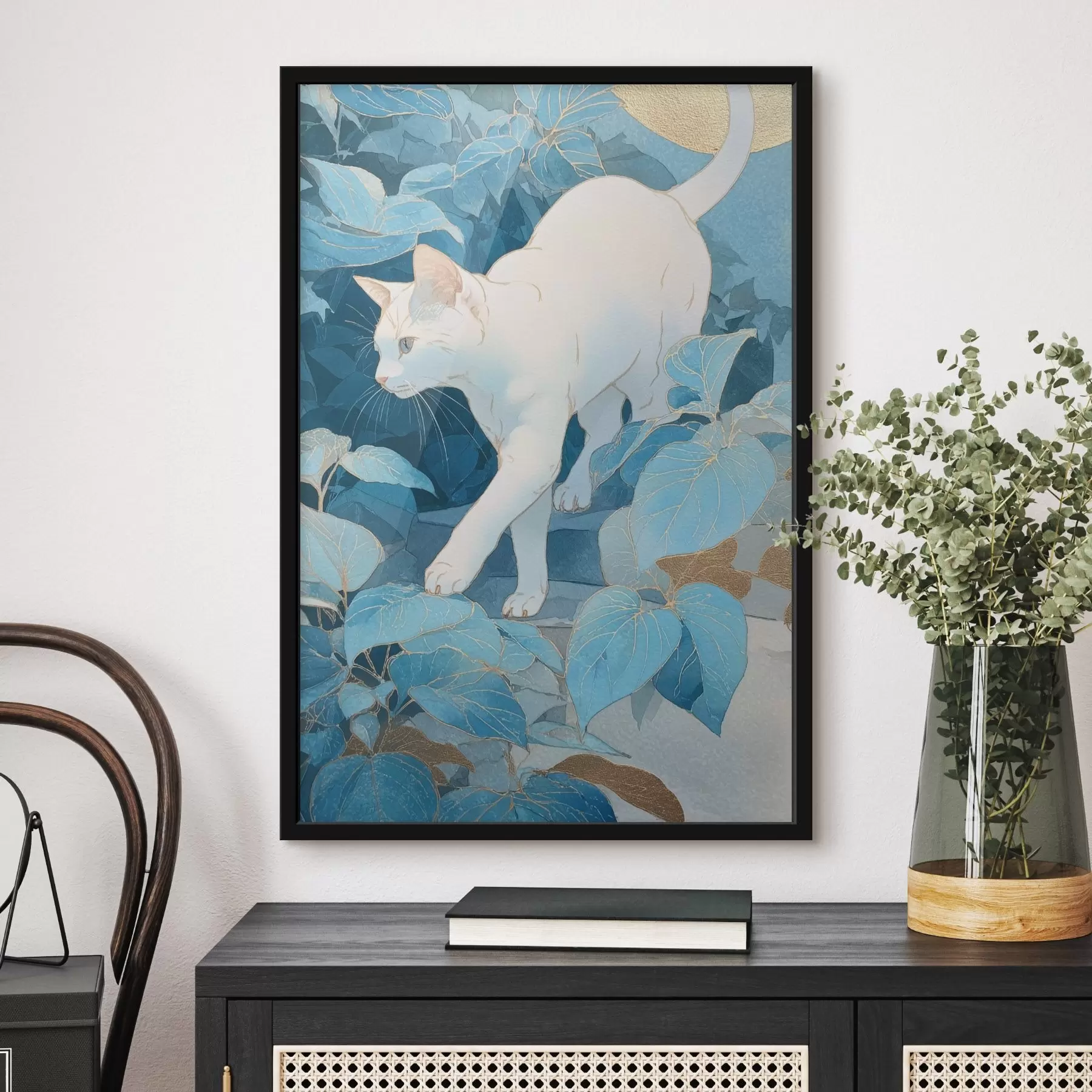 fototapet Pisica printre frunze f46362