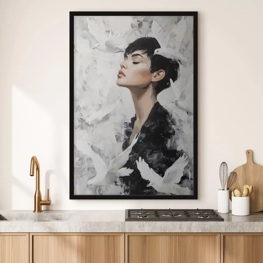 fototapet Fata și păsările f46365