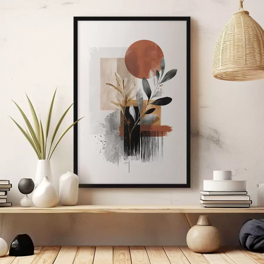 fototapet Geometrie și frunze abstractizate f46388