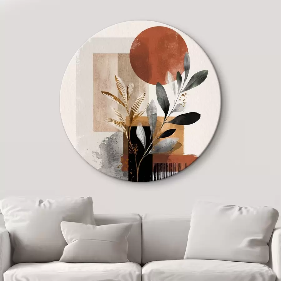 Tablouri Geometrie și frunze abstractizate r46388