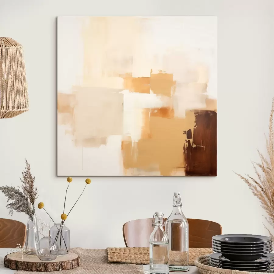 Tablouri Forme geometrice bej și maro în stil abstract s46306