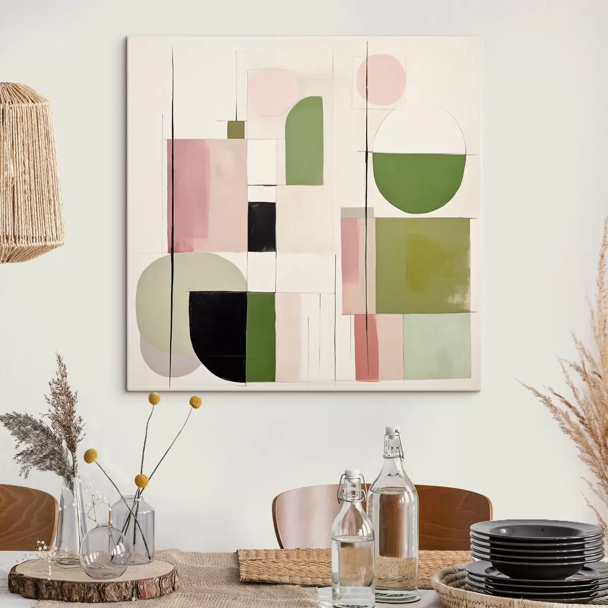 Tablouri Artă abstractă cu blocuri și linii colorate s46313