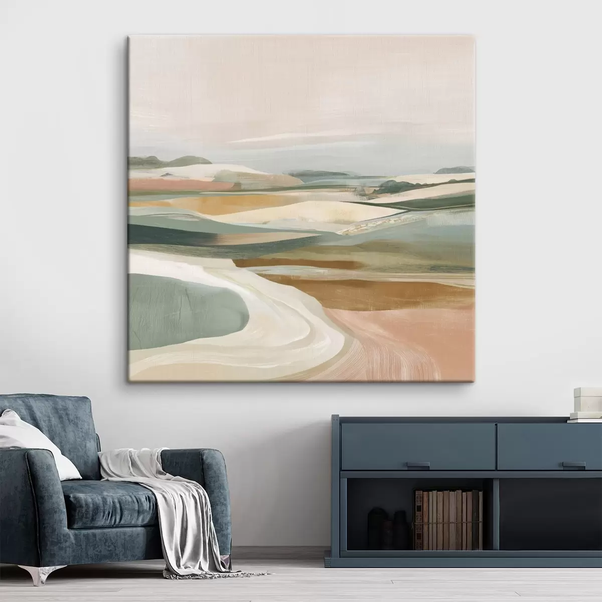 Tablouri Vedere rurală cu câmpuri și drum în stil acuarelă s46317