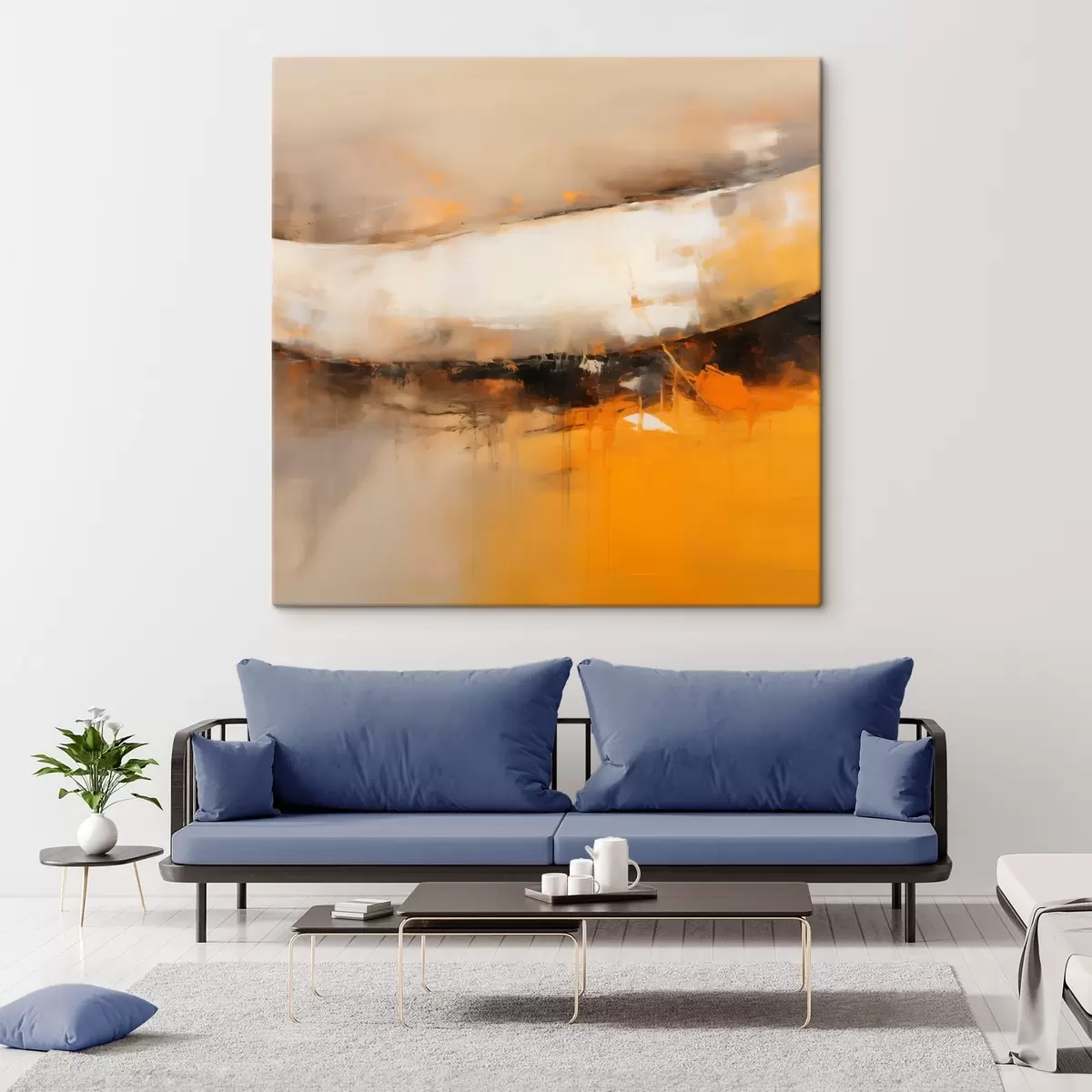 Tablouri Compoziție dinamică cu tonuri portocalii și închise s46318