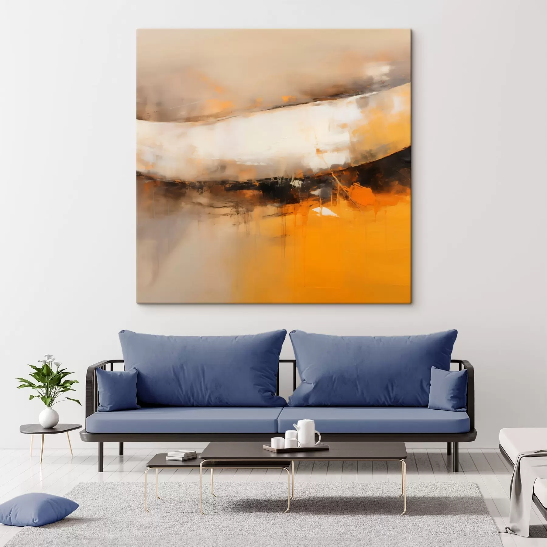 Tablouri Compoziție dinamică cu tonuri portocalii și închise s46318