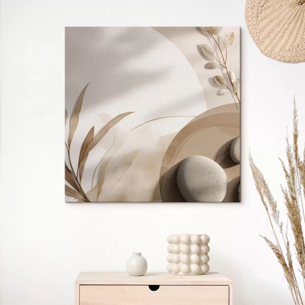 Tablouri Pietre și umbre pe perete în tonuri de bej s46311
