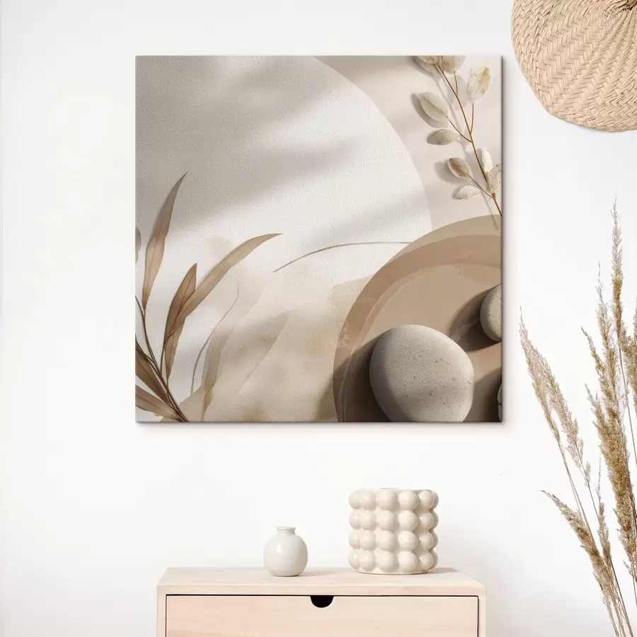 Tablouri Pietre și umbre pe perete în tonuri de bej s46311