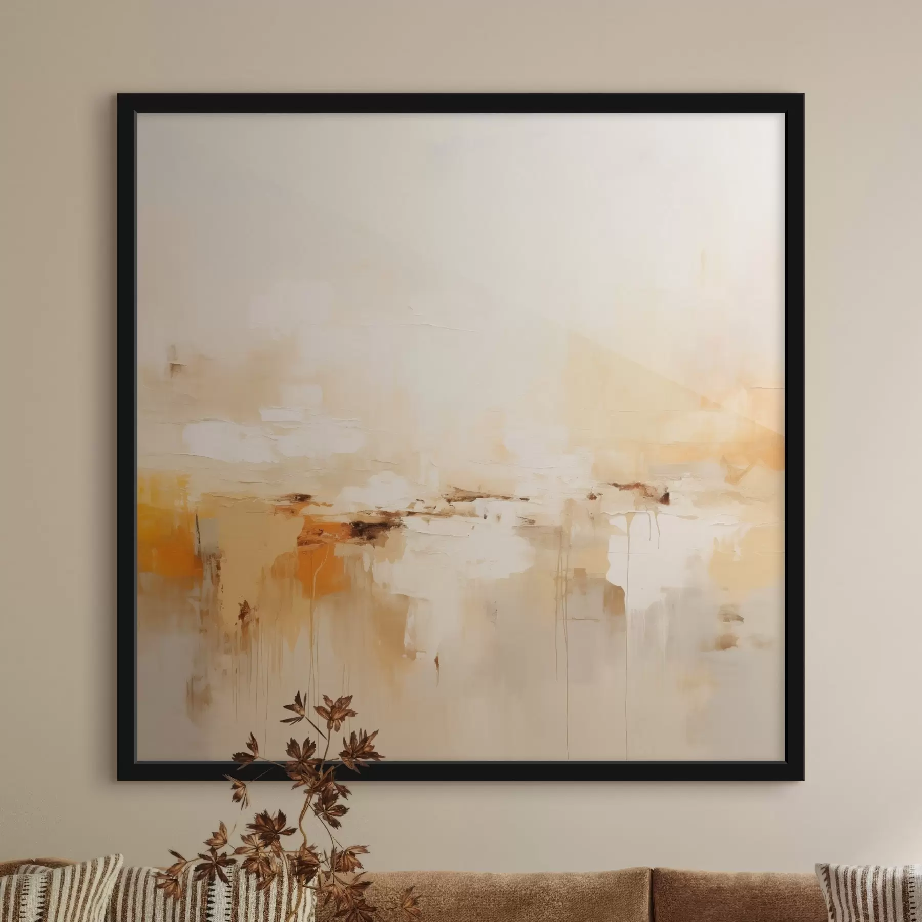 fototapet Abstracție în stil ulei ușor, cu accente portocalii f46315