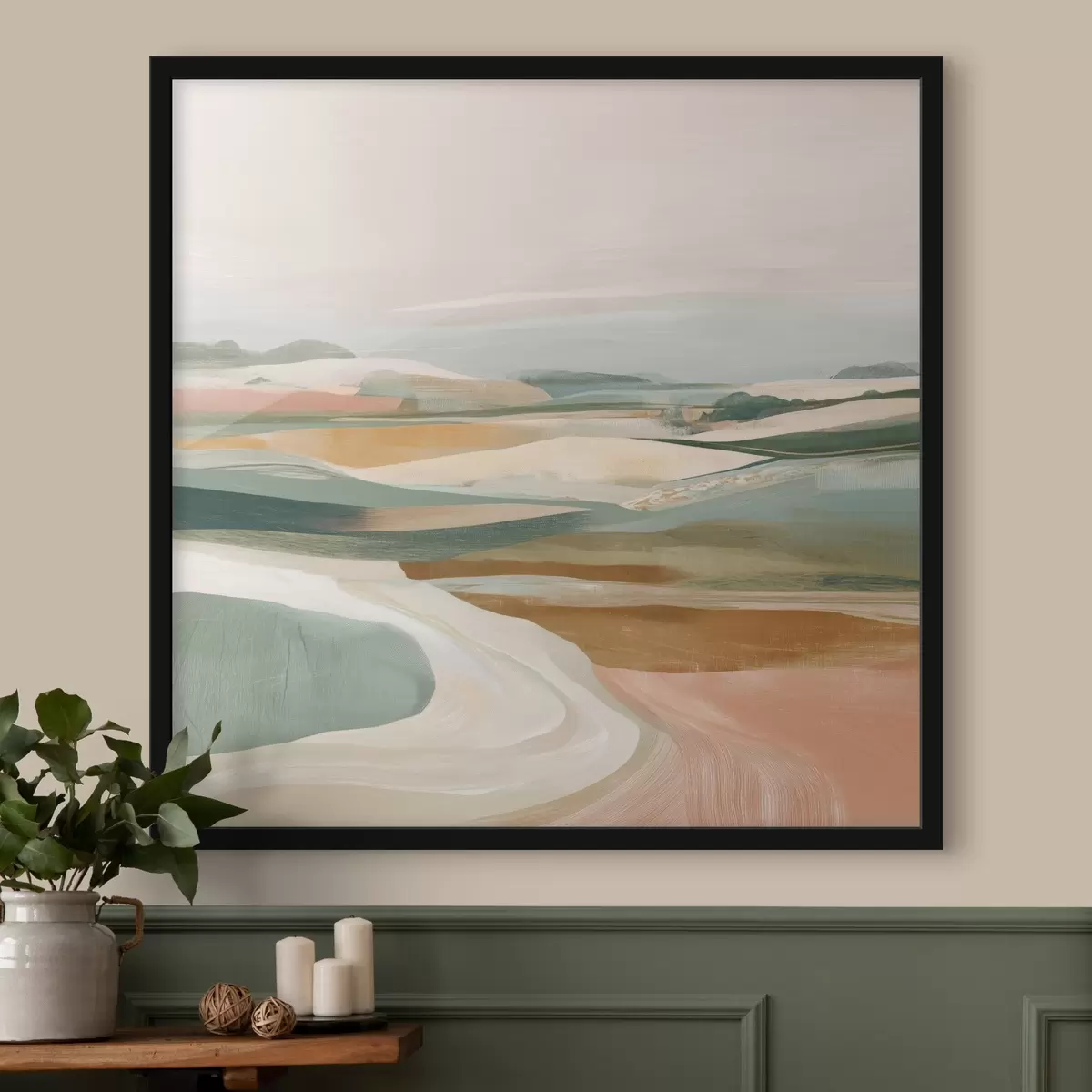 Poster Vedere rurală cu câmpuri și drum în stil acuarelă f46317