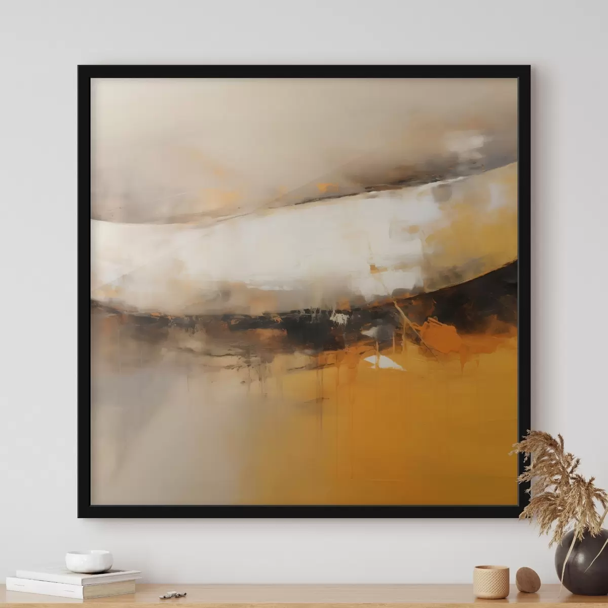 Poster Compoziție dinamică cu tonuri portocalii și închise f46318