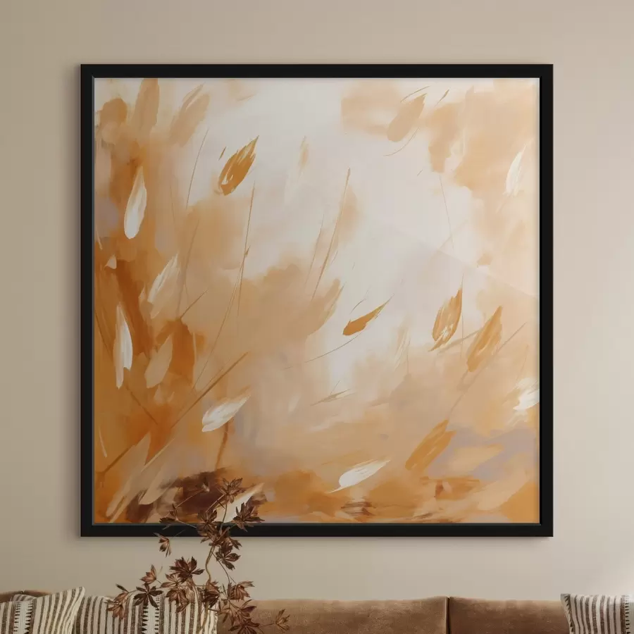 fototapet Petale și tulpini abstracte în stil ulei f46319