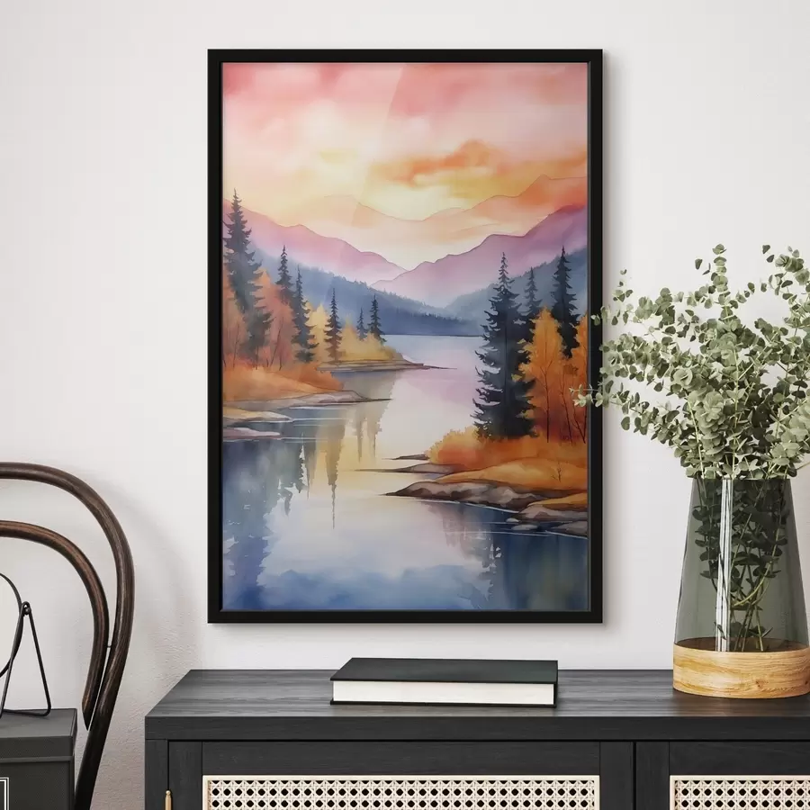 fototapet Peisaj de toamnă lângă lac, cu cer senin f46155