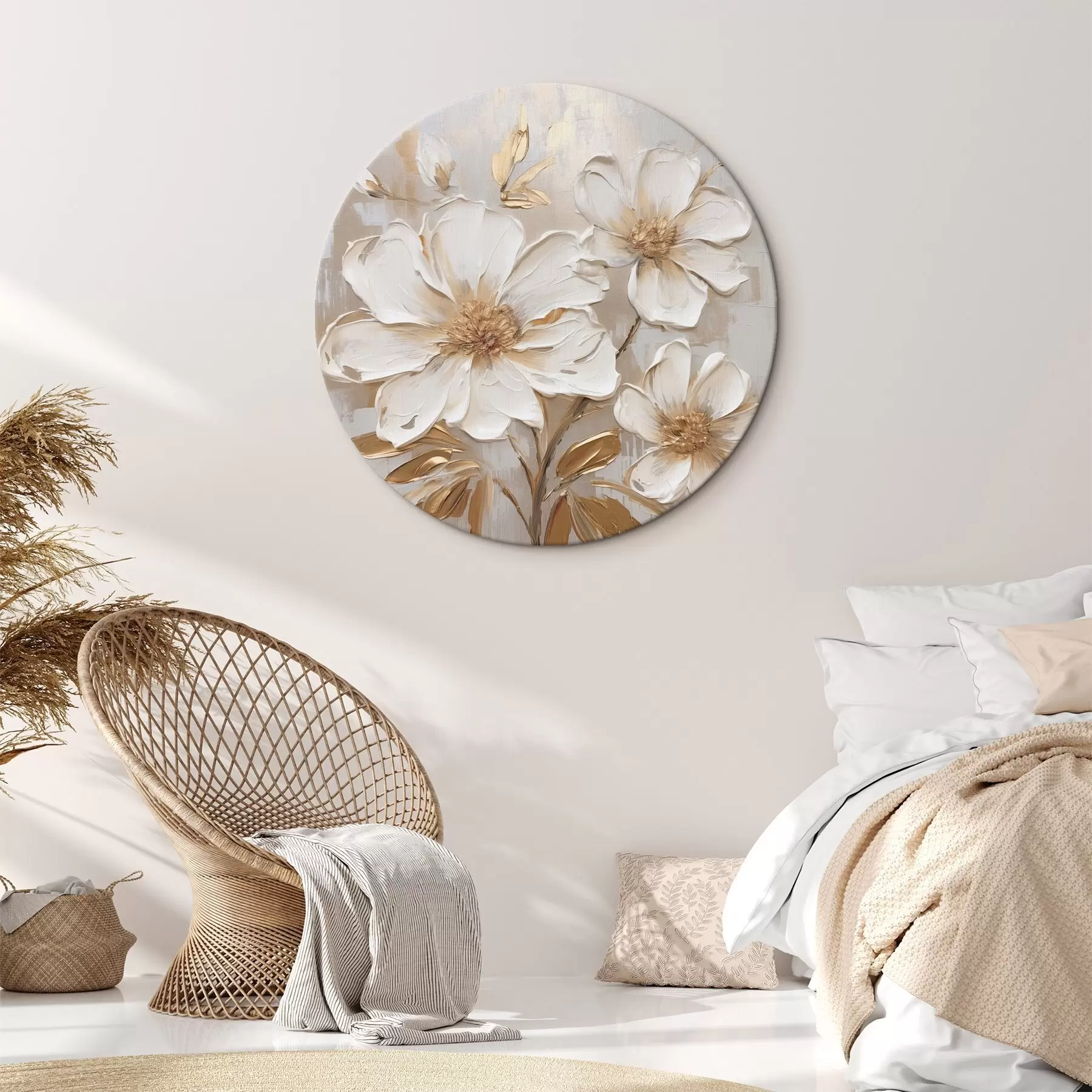 Tablouri Flori texturate pe un fundal deschis, cu nuanțe calde r46166