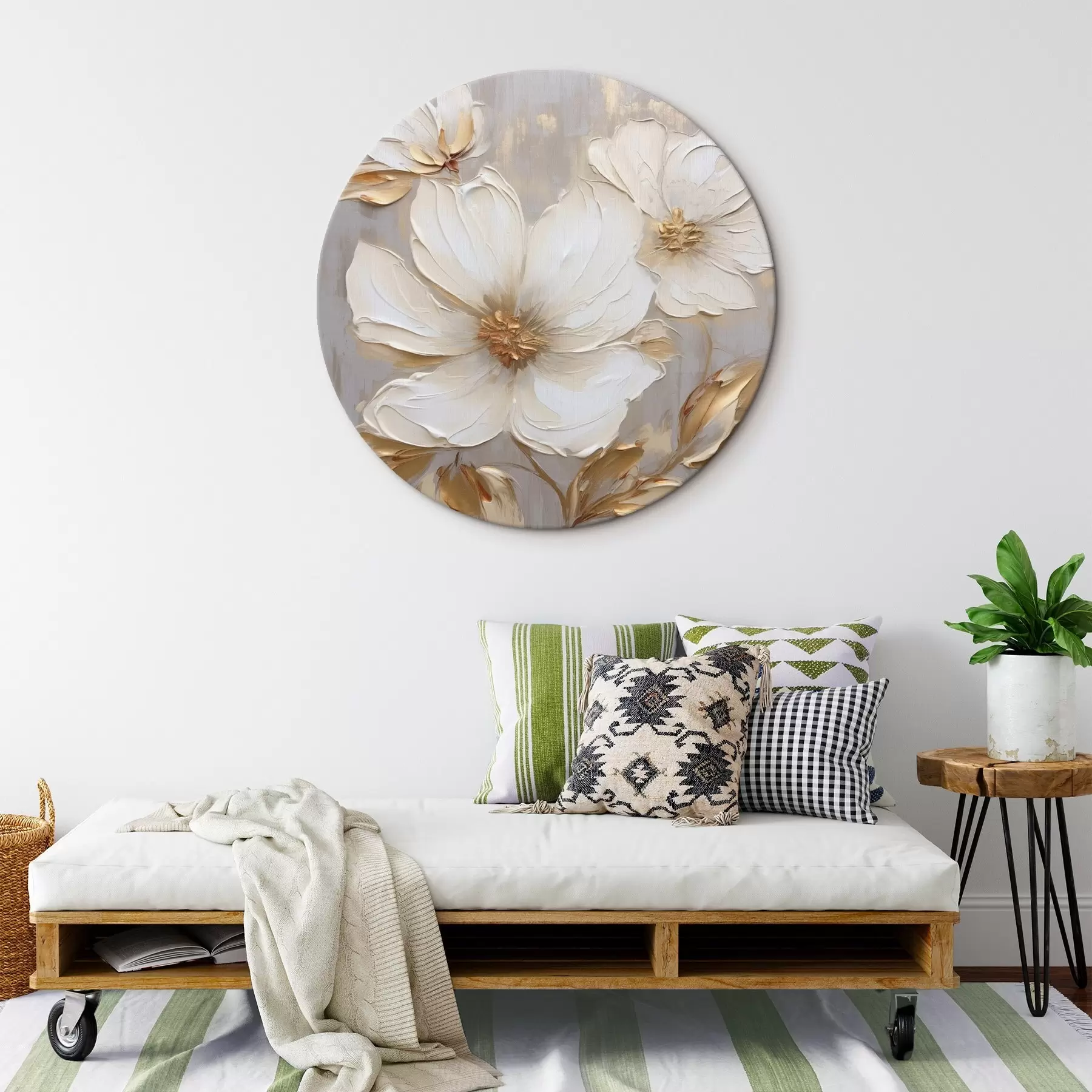 Tablouri Flori mari texturate cu tușe de vopsea în paletă caldă r46176