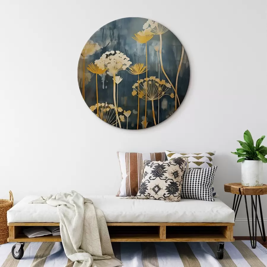 Tablouri Flori stilizate cu tulpini subțiri pe un fundal întunecat r46188