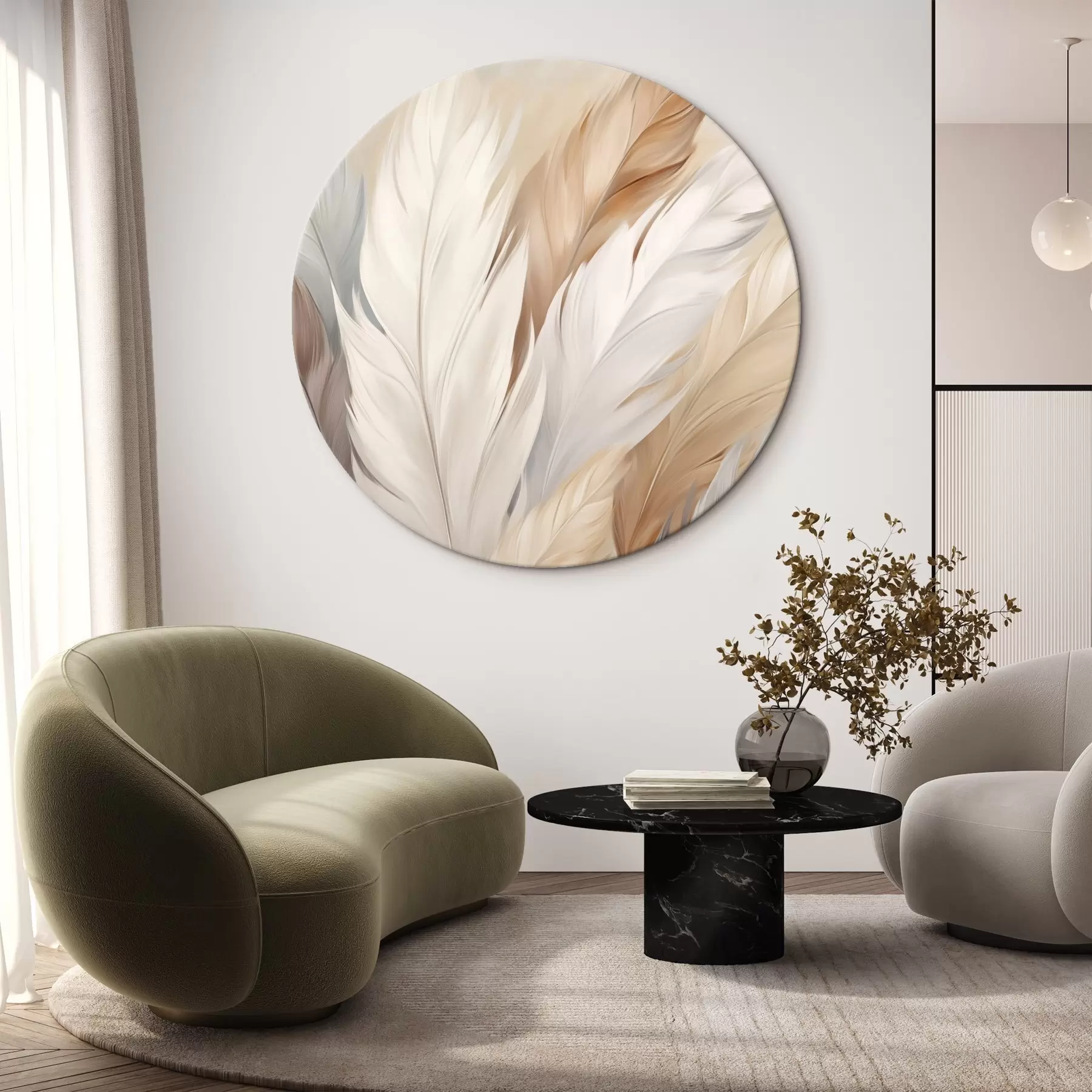 Tablouri Pene moi în nuanțe de bej și gri r46190