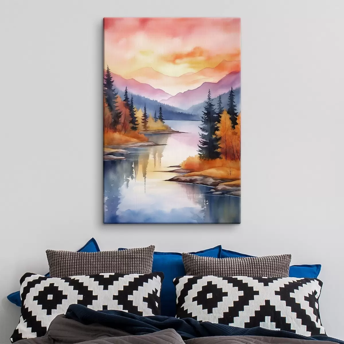 Tablouri Peisaj de toamnă lângă lac, cu cer senin s46155