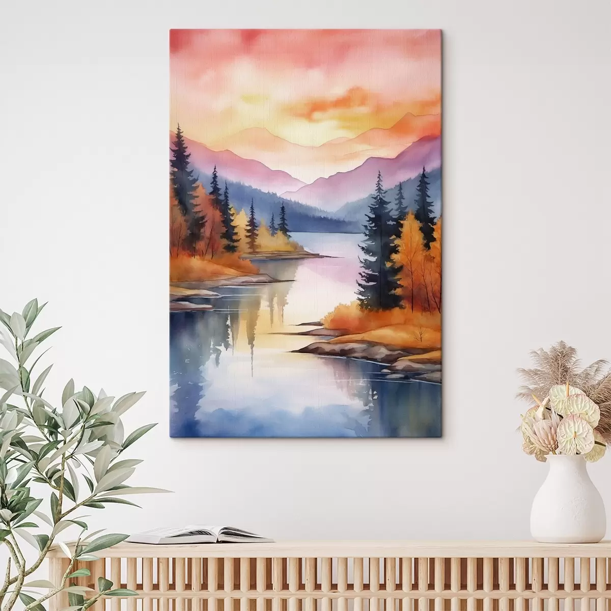 Tablouri Peisaj de toamnă lângă lac, cu cer senin s46155