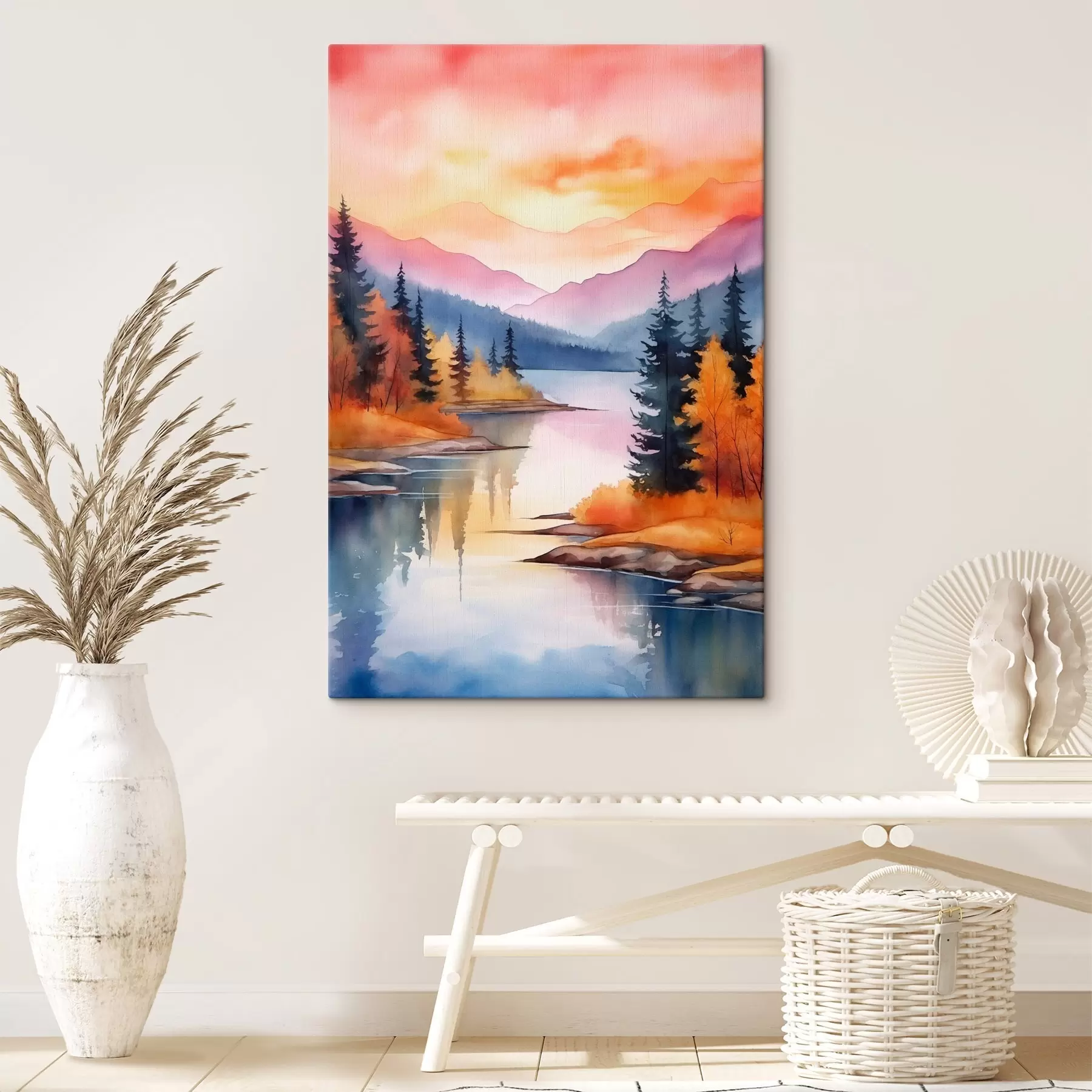 Tablouri Peisaj de toamnă lângă lac, cu cer senin s46155