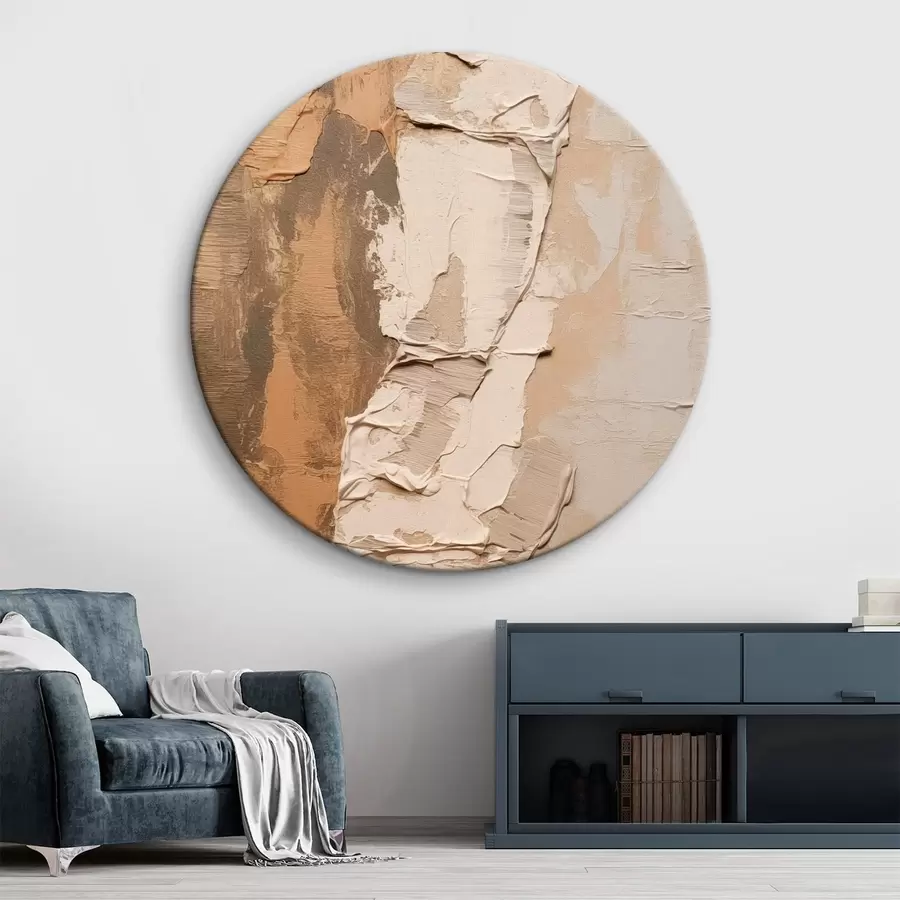 Tablouri Pictură abstractă cu tușe groase, tonuri de bej și maro, suprafață texturată, paletă de culori neutre r46272