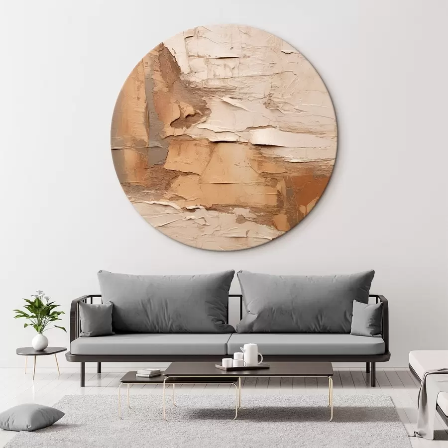 Tablouri Pictură abstractă cu tușe groase, tonuri de bej și maro, suprafață texturată, paletă de culori neutre r46273