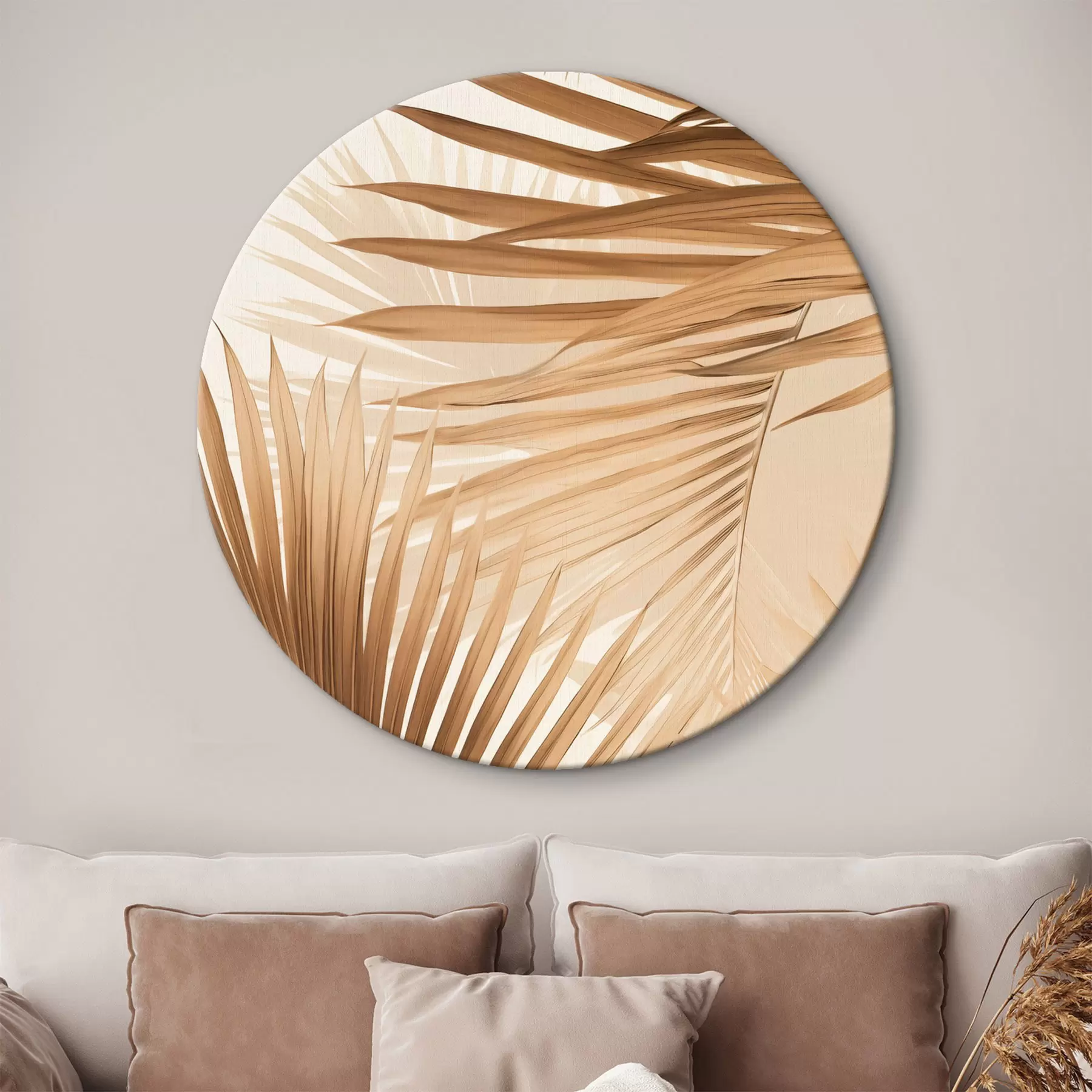 Tablouri Frunze de palmier abstracte în tonuri de maro, tropical, botanic, natură, minimalist, elegant, design modern r46275